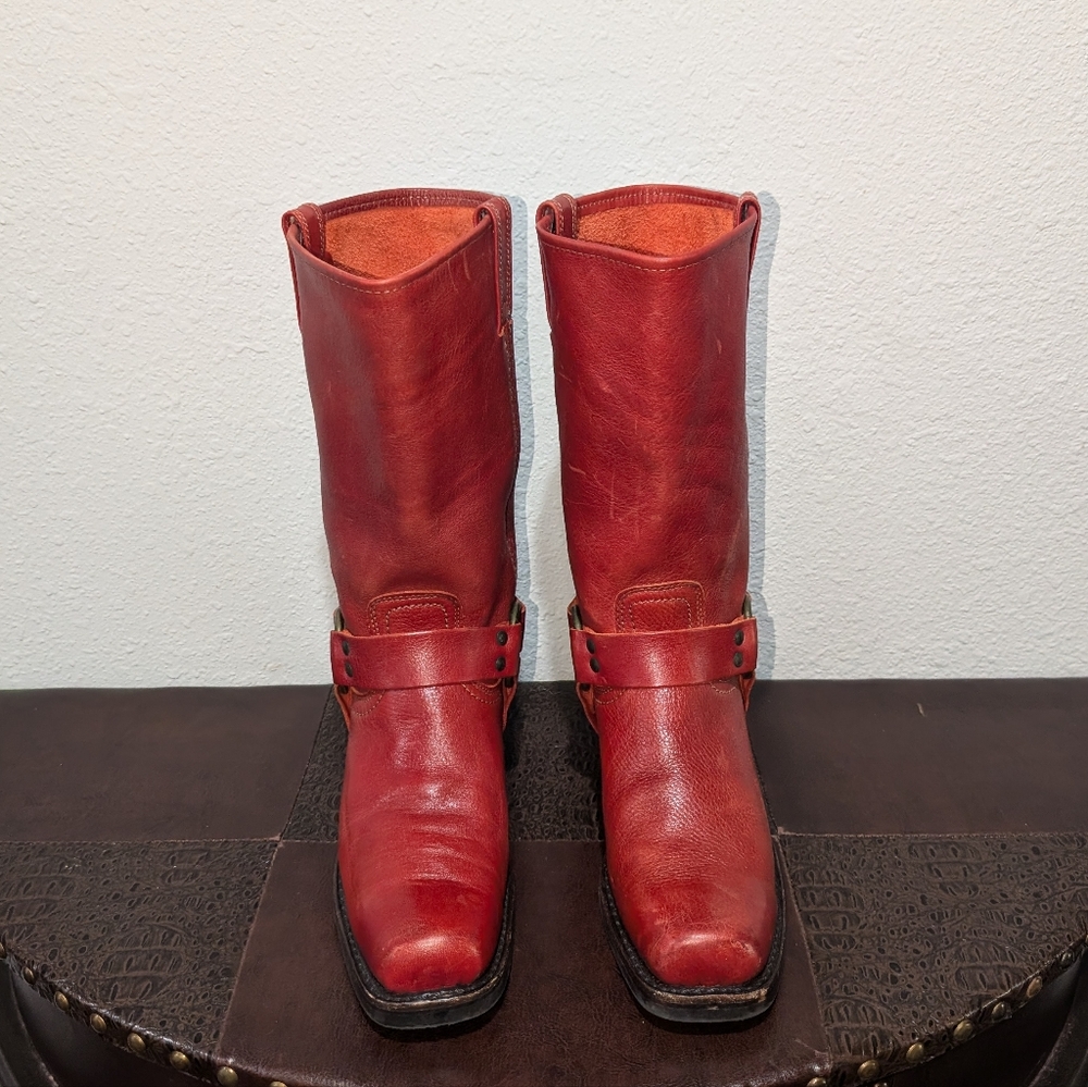 NEW Frye Harness 12R Red Biker Boots size 9 - Picture 6 of 11